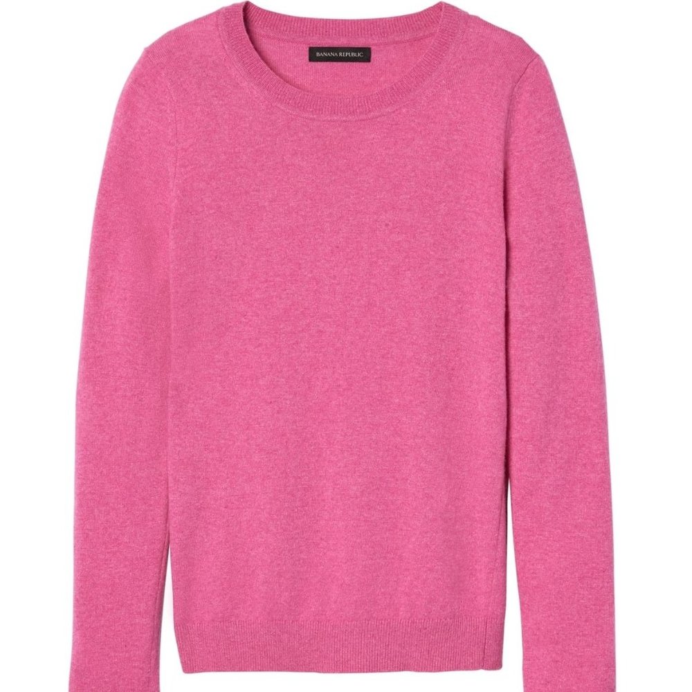 Pink Bow-Cuff Crew Sweater By Banana Republic. Small - NWTS!